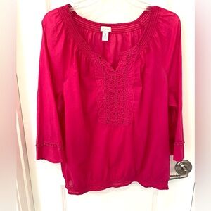 Chico’s Women's Pink Cotton Voile Blouse Size 3 (XL/16)